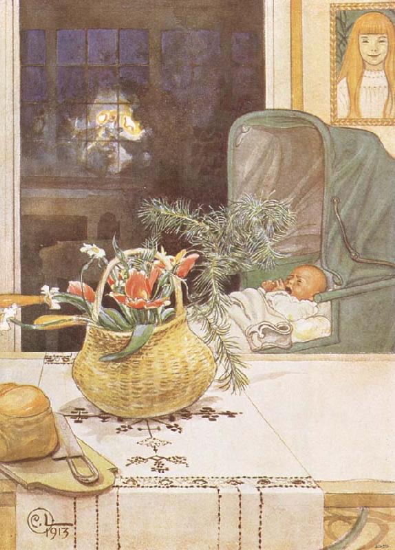 Carl Larsson Gunlog without her Mama oil painting image